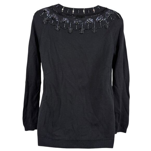 RSVP by Talbots Beaded Black Sequin Special Occasion Sweater Evening Holiday S P - Picture 14 of 16